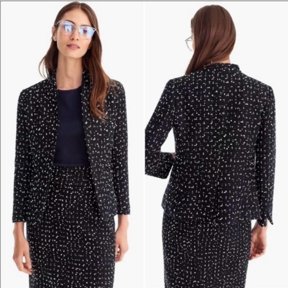 J.CREW Tweed Going-out Blazer & skirt In Dark Navy